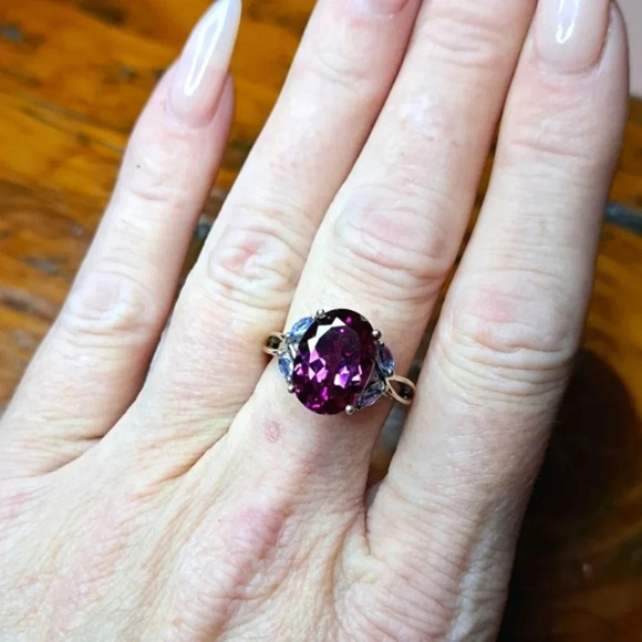 Color Change Sapphire & Natural Tanzanite Ring In 925 Sterling Silver - Picture 2 of 8